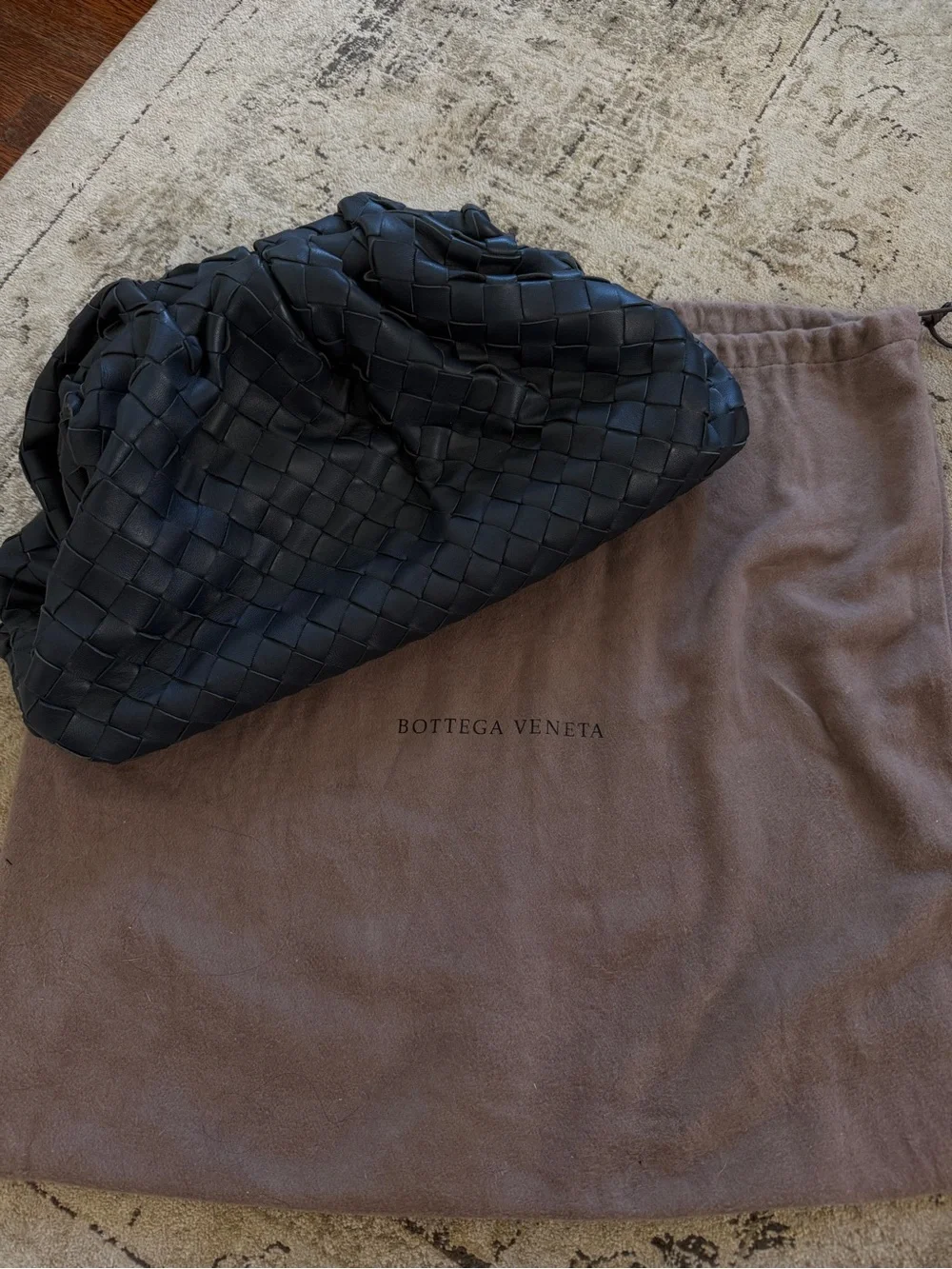 Bottega Veneta Navy Leather Pouch clutch